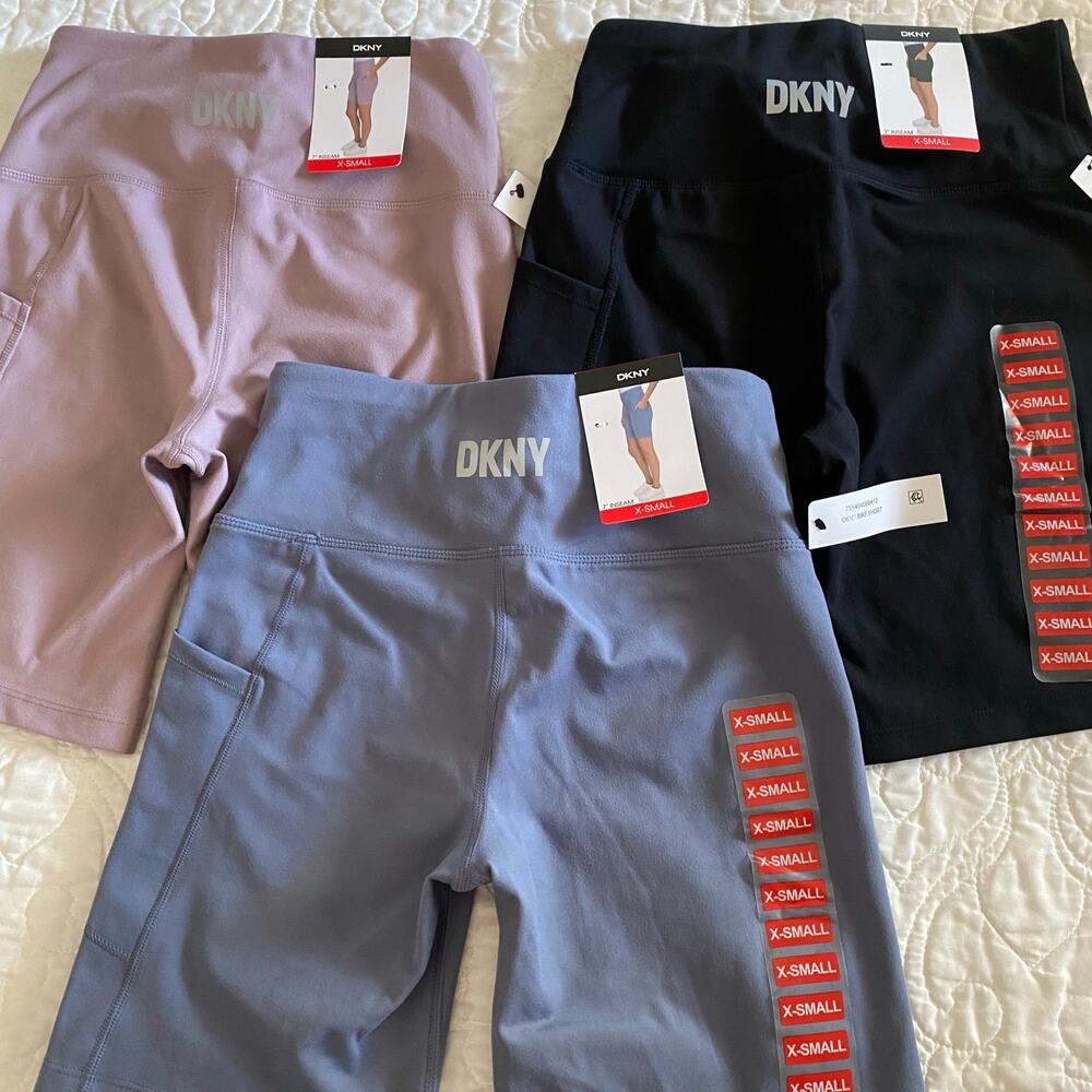 DKNY Biker Shorts Pocket Bundle Of Three XS New With Tags athletic Workout - Picture 2 of 7